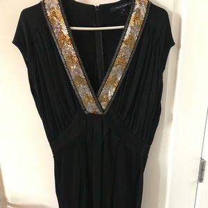French connection beaded deep V dress